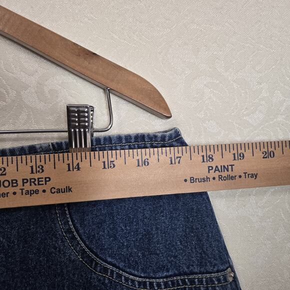 VTG Route 66 Denim Mini Skirt 17/18* Blue Cotton Embroidered Butterfly Hippie - Picture 8 of 11